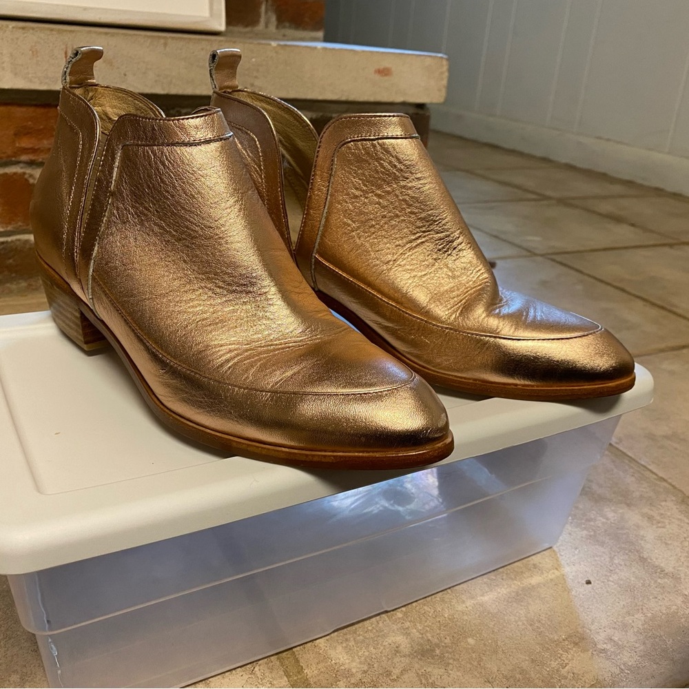 Genuine Leather Rose Gold Ankle Booties